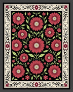 Crimson Dahlia Floral Garden Border Rug
