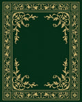Elegant Gold Vine Border Emerald Green Rug