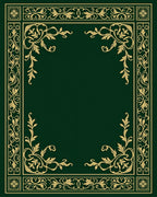 Elegant Gold Vine Border Emerald Green Rug