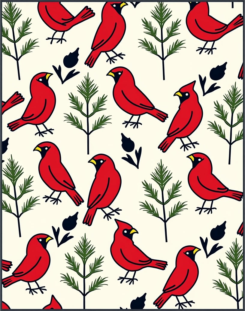Vibrant Red Cardinal Tree Companions Rug