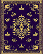 Deep Purple Gold Crown Emblem Rug