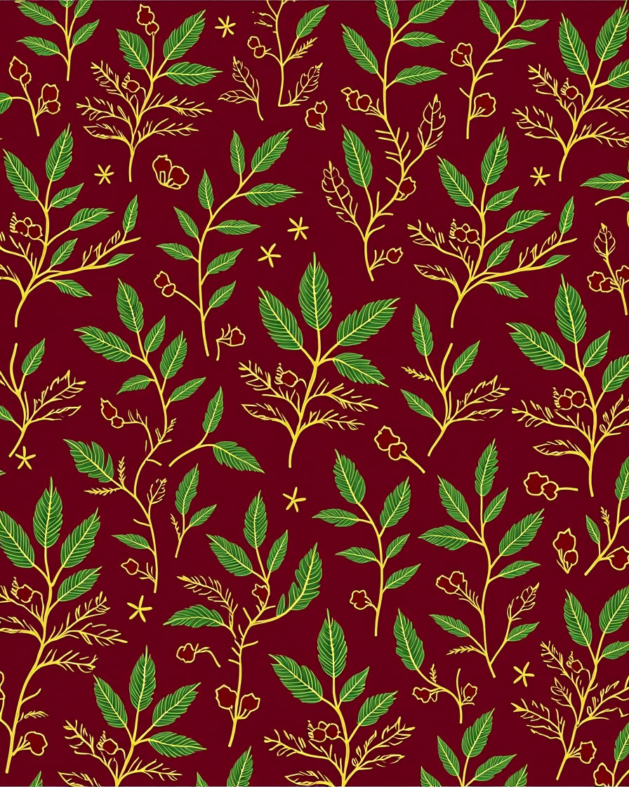 Crimson Leafy Branch Garden Rug