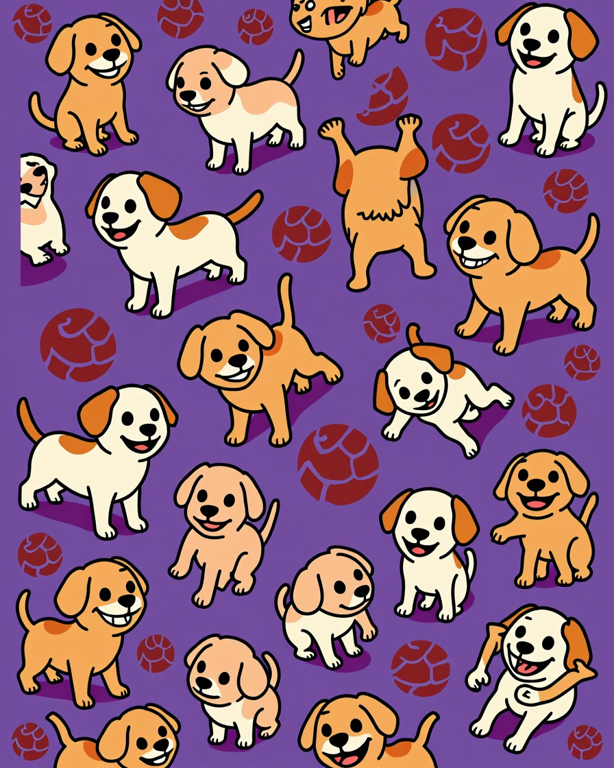 Happy Golden Puppy Playtime Repeat Rug