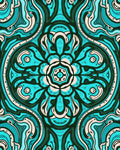 Aqua Teal Ivory Symmetric Floral Rug