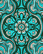Aqua Teal Ivory Symmetric Floral Rug