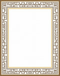 Brown Gold Greek Key Geometric Border Rug