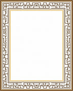 Brown Gold Greek Key Geometric Border Rug