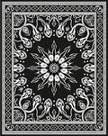 Black White Floral Starburst Mandala Rug