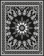 Black White Floral Starburst Mandala Rug
