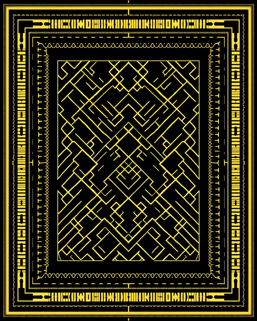 Yellow Geometric Interlocking Lines Rug