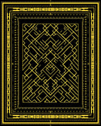 Yellow Geometric Interlocking Lines Rug