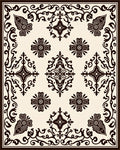 Dark Sepia Floral Medallion Scrollwork Rug
