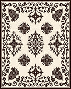 Dark Sepia Floral Medallion Scrollwork Rug