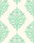 Pastel Green Floral Damask Rug