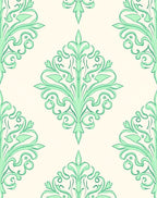 Pastel Green Floral Damask Rug