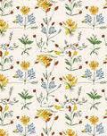 Delicate Yellow Blue Botanical Garden Sketch Rug