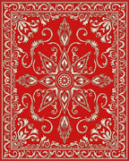 Crimson Floral Medallion Intricate Rug