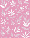 White Tropical Foliage On Pink Background Rug