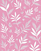 White Tropical Foliage On Pink Background Rug