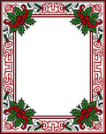 Crimson Green Holly Poinsettia Frame Rug