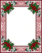 Crimson Green Holly Poinsettia Frame Rug