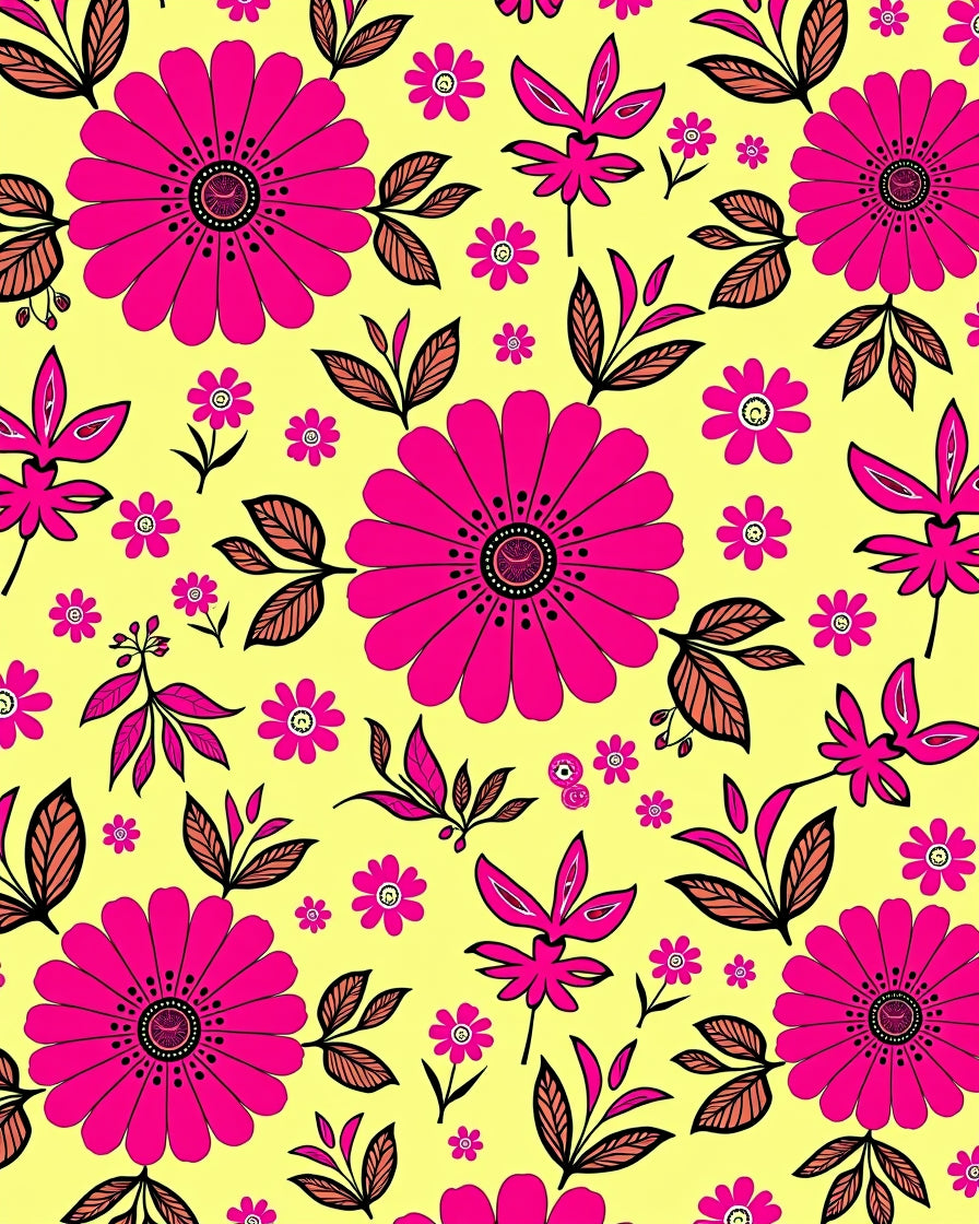 Vivid Fuchsia Floral Garden Medallion Rug