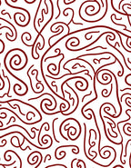 Crimson Swirl Abstract Organic Lines Rug