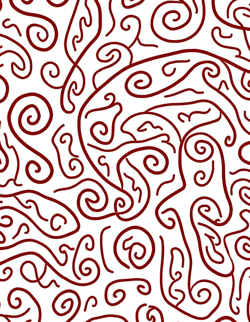 Crimson Swirl Abstract Organic Lines Rug