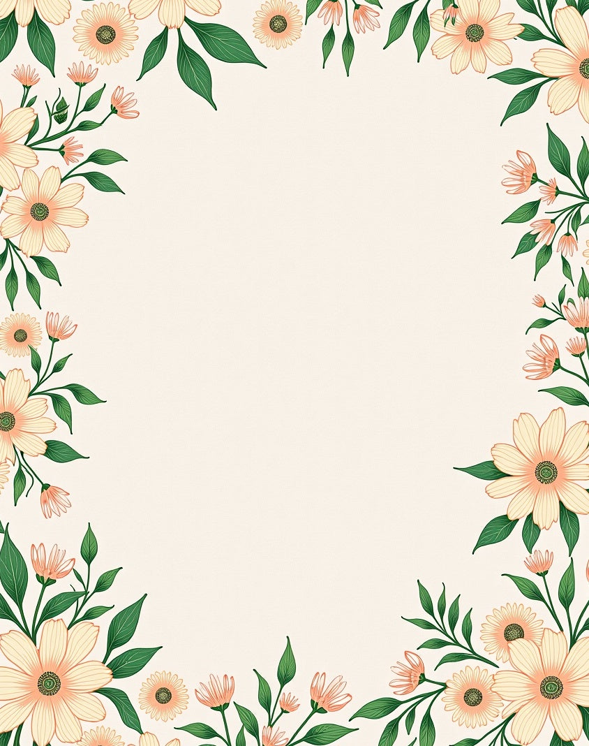 Peach Blossom Floral Border Rug