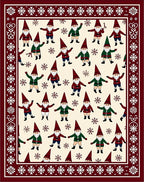 Crimson Green Gnome Snowflake Scatter Rug