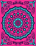 Vibrant Pink Teal Mandala Floral Rug