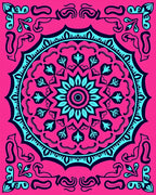 Vibrant Pink Teal Mandala Floral Rug