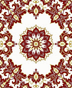 Crimson Gold Floral Medallion Radiance Rug