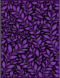 Vibrant Purple Leafy Branches Black Background Rug
