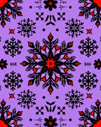 Purple Black Red Snowflake Medallion Rug