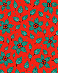 Festive Red Teal Holly Berries Rug