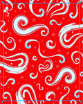 Red Swirls and Stars Abstract Rug