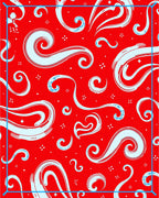 Red Swirls and Stars Abstract Rug