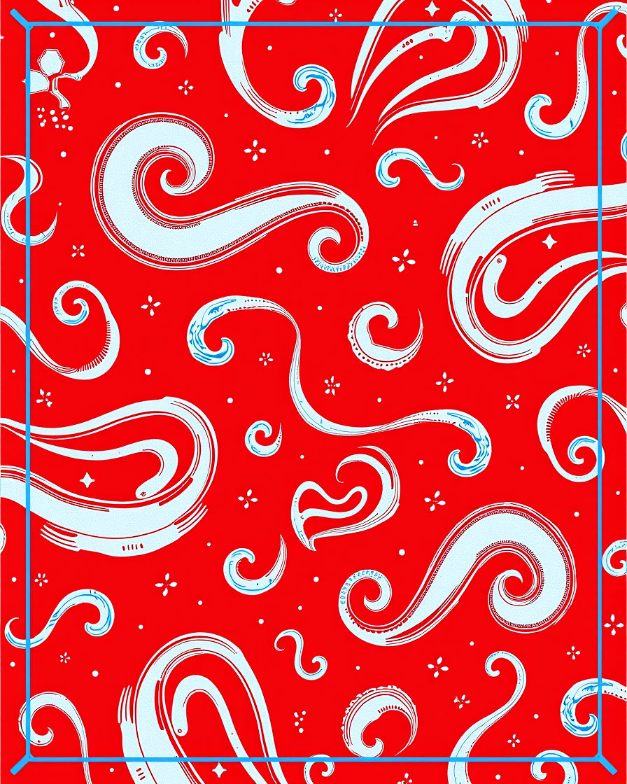 Red Swirls and Stars Abstract Rug