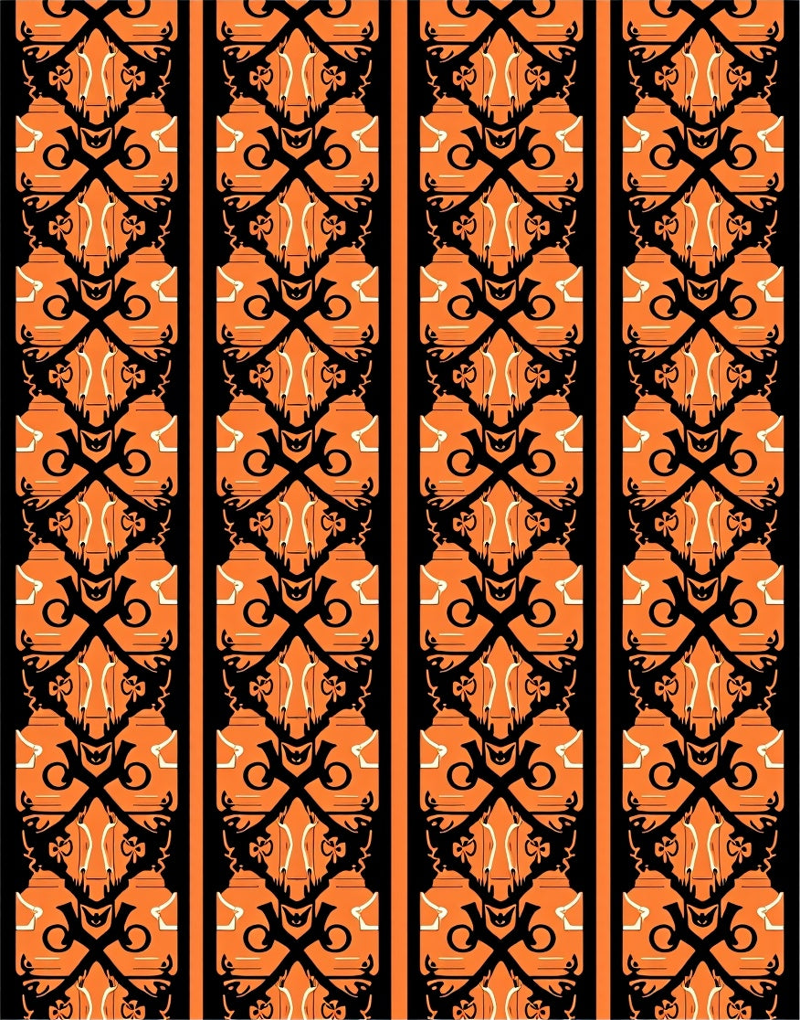 Bold Orange Black Vertical Stripe Rug