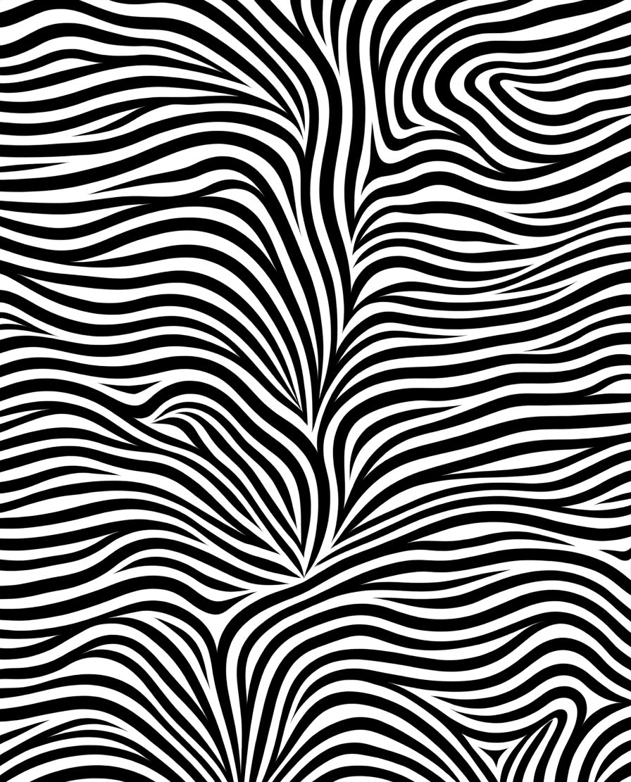 Bold Black White Swirling Lines Rug