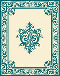 Teal Scrollwork Damask Ornate Layout Rug
