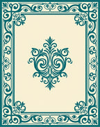 Teal Scrollwork Damask Ornate Layout Rug