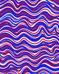 Vibrant Red White Blue Wavy Stripes Rug