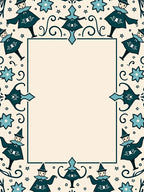 Teal Jester Folk Art Frame Rug