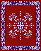 Rich Red Paisley Medallion Border Rug