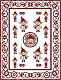 Crimson Elf Characters Whimsical Borders Rug