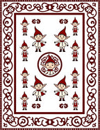 Crimson Elf Characters Whimsical Borders Rug