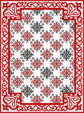 Red Black Floral Medallion Border Rug