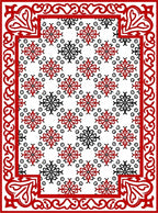 Red Black Floral Medallion Border Rug